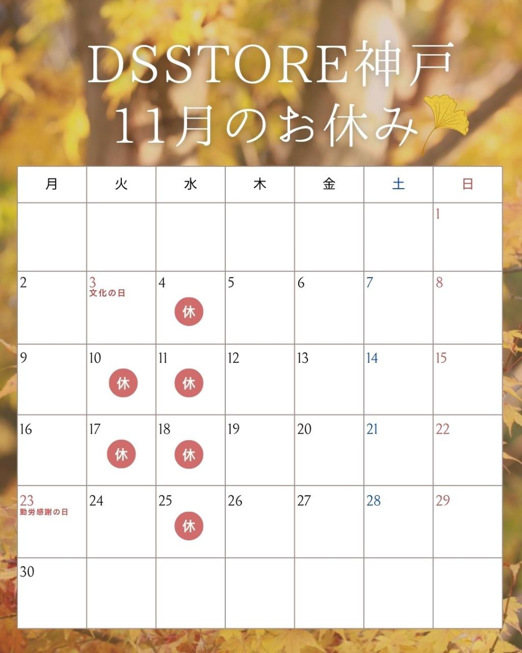 11月のお休みのお知らせ